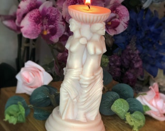 Goddess Venus Aphrodite Statue Naked Lady Romantic Roman Column Soy Pillar Vegan Love Candle