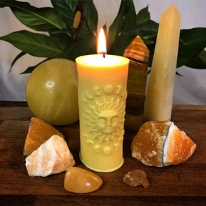 Sun and Moon Phases Pillar Soy Wax Vegan Alter Witch Spell Meditation Candles image 3