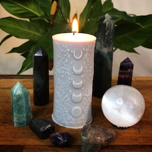 Sun and Moon Phases Pillar Soy Wax Vegan Alter Witch Spell Meditation Candles image 2