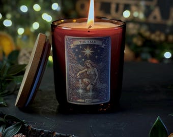 The Star | Tarot | Handmade | Soy Wax | Eco Friendly Refillable Vegan Candle | Alter Witchy Gift | Gothic | Bohemian | Hand Poured In Wales