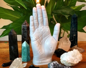 Palmistry Hand Fortune Alter Horoscope Witch Vegan Soy Wax Pillar Candle