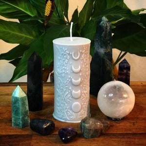 Sun and Moon Phases Pillar Soy Wax Vegan Alter Witch Spell Meditation Candles image 4