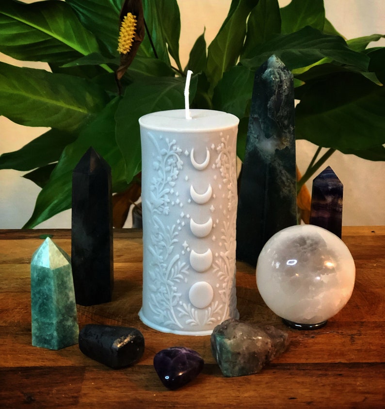 Sun and Moon Phases Pillar Soy Wax Vegan Alter Witch Spell Meditation Candles image 4