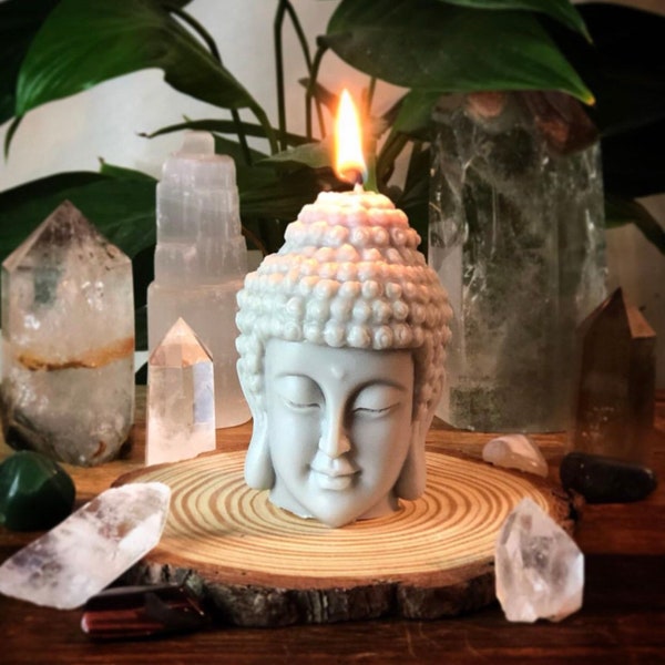 Buddha Head Soy Wax Meditation Pillar Candle