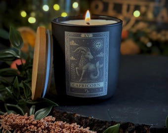 Capricorn | Star Sign | Horoscope | Refillable Candle | Soy Wax | Eco Friendly | Alter Witchy Gift | Gothic | Handmade In Wales