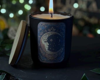Whimsigoth 90s Moon | Handmade | Soy Wax | Eco Friendly Refillable Vegan Candle | Alter Witchy Gift | Gothic | Bohemian | Hand Poured