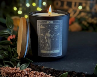 Libra | Star Sign | Horoscope | Handmade | Soy Wax | Refillable Candle | Eco Friendly | Alter Witchy Gift | Gothic | Hand Poured In Wales