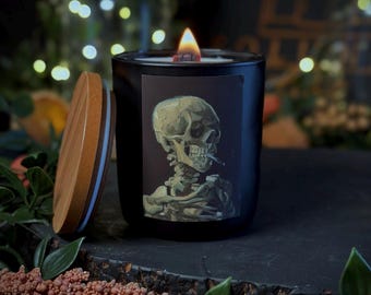 Smoking Skeleton | Vincent Van Gogh | Handmade Cruelty Free | Eco Friendly Refillable Sustainable Candle | Natural | Made In The UK