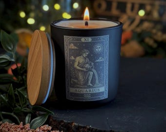 Aquarius | Star Sign | Horoscope | Handmade | Refillable Candle | Soy Wax | Eco Friendly | Alter Witchy Gift | Gothic | Hand Poured In Wales