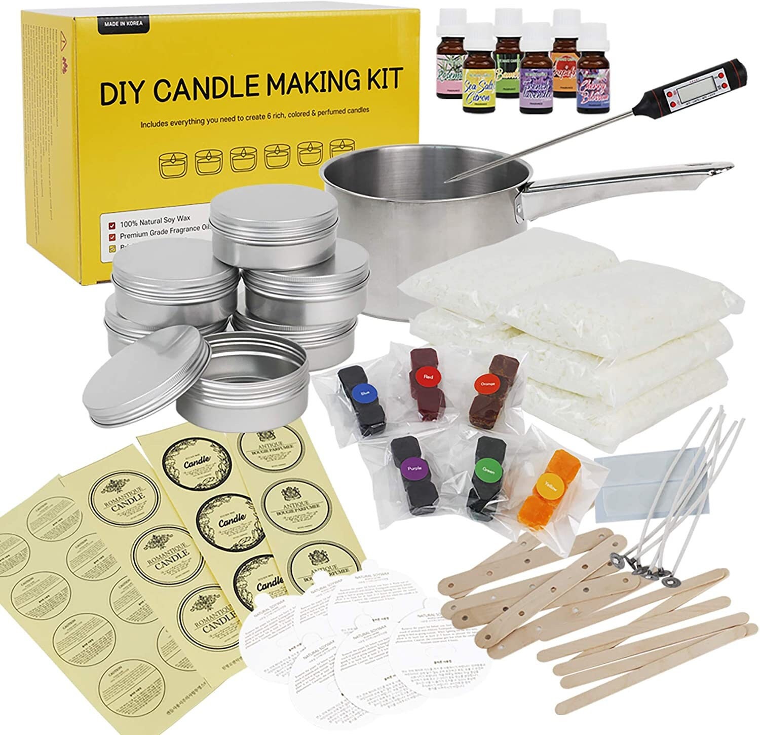 Candle Making Kit – Easy to Make Colored Candle Soy Wax Kit