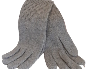 Gants  Torsadés Gris clair Collection Automne - Hiver accessoire de mode femme textile cadeau original - MlleParis