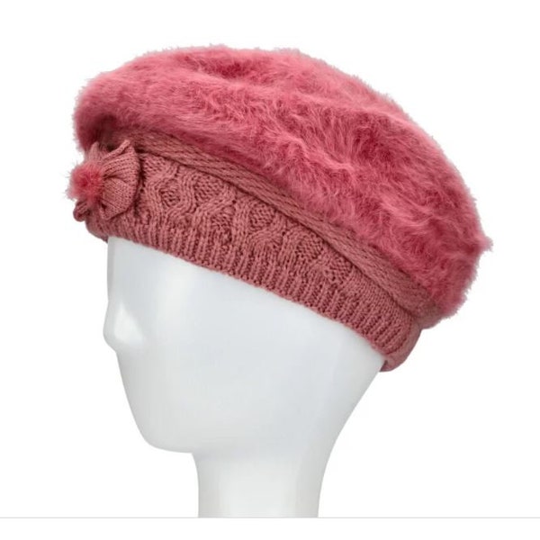 Béret Douceur Rose Cyclamen Collection Automne - Hiver fausse fourrure chapeau accessoire de mode femme textile cadeau original - MlleParis