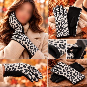 Gants élégants motif léopard – Accessoire chic et tendance Collection Automne - Hiver accessoire mode femme cadeau noel anniversaire