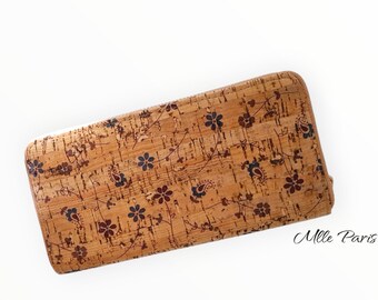 Portemonnee, pasjeshouder, portemonnee met kleine blauwe bloemenprint, dameslederwaren, accessoires, origineel cadeau