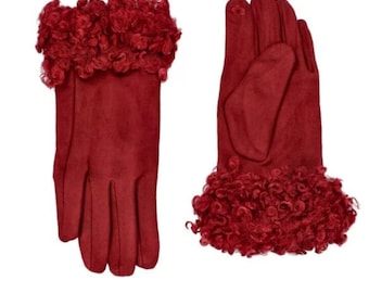 Gants  Bouclettes Framboises Tactile  Collection Automne - Hiver accessoire de mode femme textile cadeau original - MlleParis