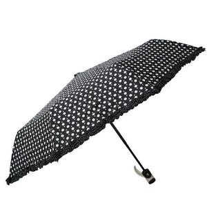Parapluie de Sac pliant noir à pois Froufrou et Dentelle accessoire pour femme cadeau original