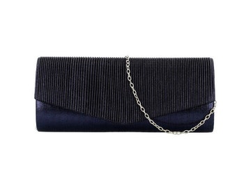 Clutch pochette de soirée à main pailleté bleu nuit avec bandoulière accessoire de mode femme maroquinerie cadeau original - MlleParis