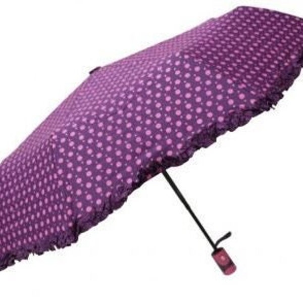 Parapluie de Sac Violet à Pois Froufrou et Dentelle