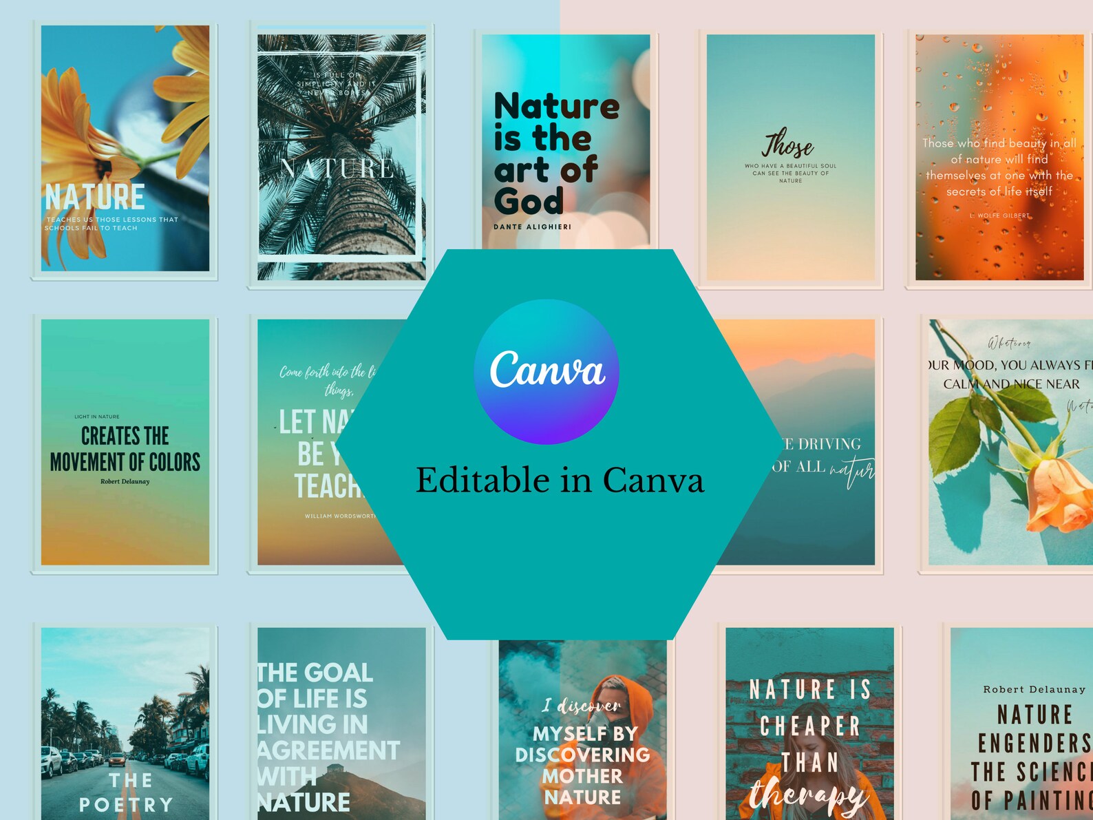 30 Teal & Orange Instagram Post Templates for Nature Lover / Etsy