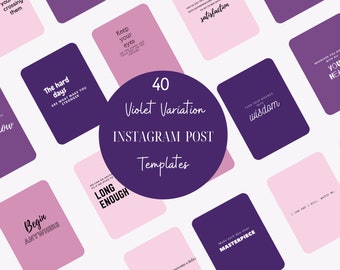 40 Violet Variation Instagram Post Templates /  Canva Editable Templates / Inspirational Quotes / Violet Instagram Feed