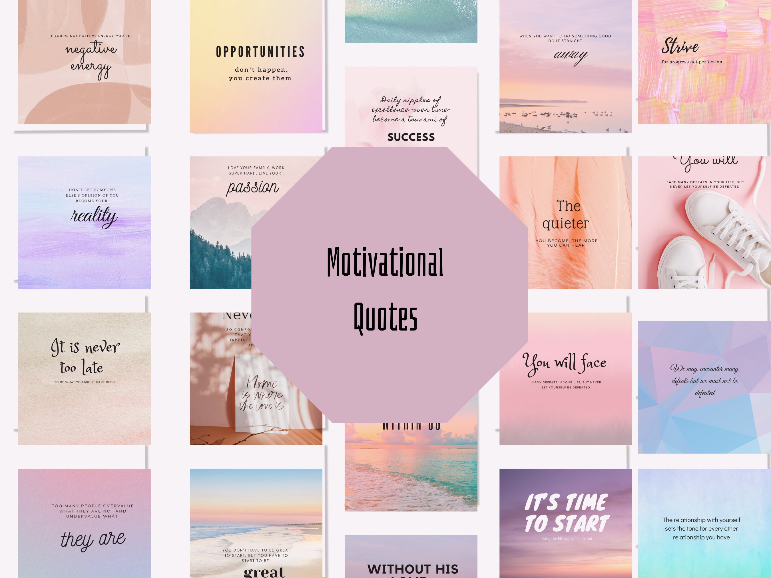 30 Pastel Instagram Post Templates / Motivational Quotes / - Etsy