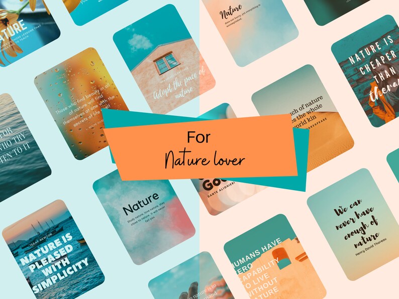 30 Teal & Orange Instagram Post Templates / Teal and Orange Instagram Feed / Nature Lover Quotes