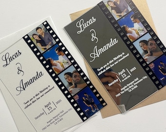 Wedding Invitations with Photo, Acrylic Personalized Invites for Marriage Celebration, Custom Mirror Invitation for all Glamorous Events