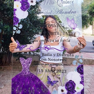 Welkomstbord voor bruiloft en Quinceanera, welkomstbord op acrylglas, feestbord, aangepast welkomstbord voor bruidsdouche