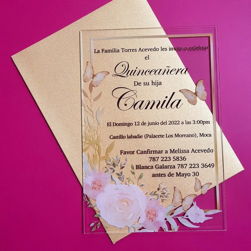 Quinceanera Invitations Acrylic Invitations Sweet Sixteen Etsy
