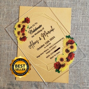 Quinceanera Einladung Sunflower Acrylglas Einladungen für Hochzeit, Quinceañoa, Sweet Sixteen und Bar Mitzvah Einladung
