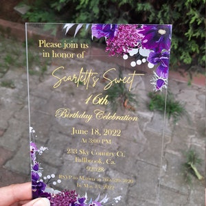 Quinceanera Invitations, Acrylic Invitations, Sweet Sixteen Invitations