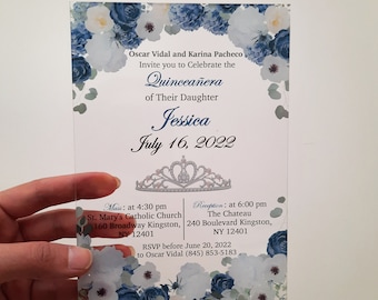Invitaciones Quinceañera, Invitaciones Quinceañera en Azul