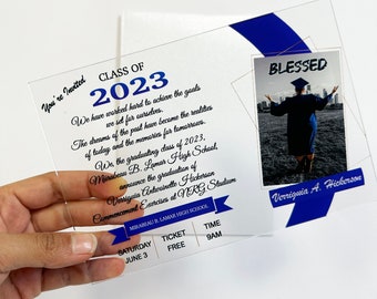 Graduation Invitation, Acrylic Invitation with Photo for Graduate, Graduation Party Invites