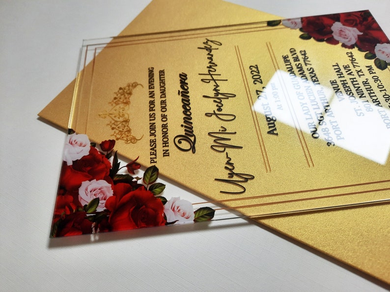 Quinceanera Invitations Wedding Invitations Acrylic Glass Etsy
