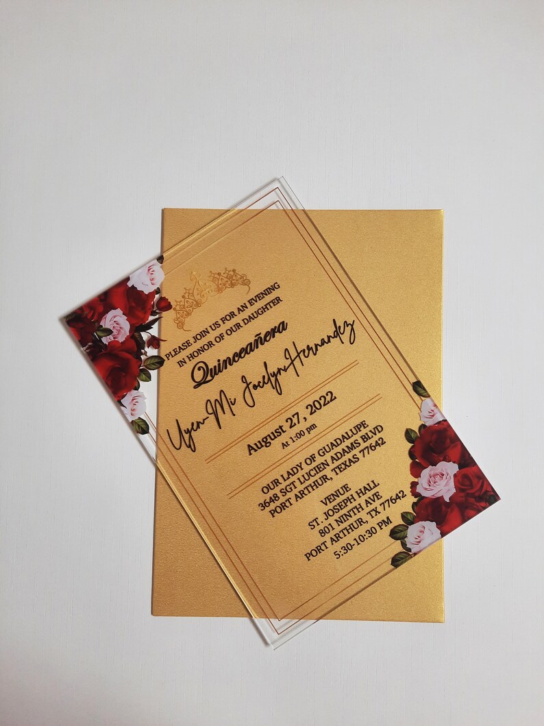Quinceanera Invitations Wedding Invitations Acrylic Glass Etsy
