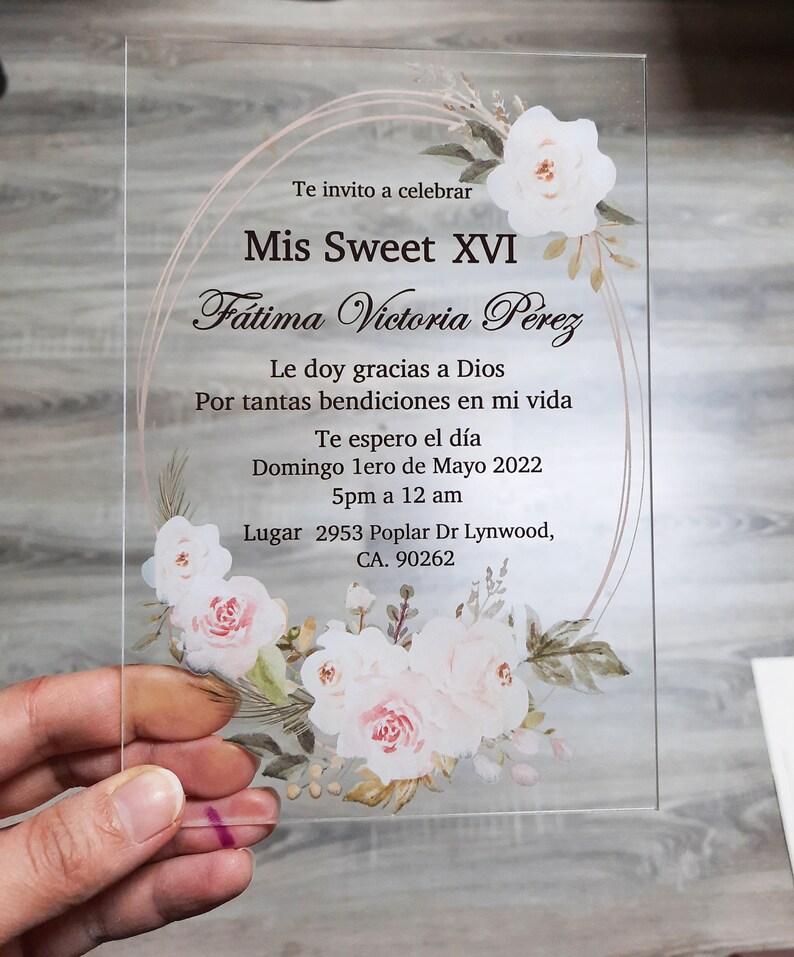 Quinceanera Invitationswedding Invitations Acrylic Glass Etsy