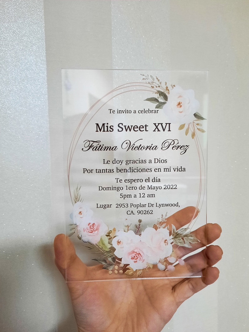 Quinceanera Invitationswedding Invitations Acrylic Glass Etsy