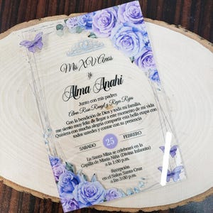Lilac Lavender Invitation for Sweet Sixteen, Quinceanera Invitation, Light Purple Clear Invitation for Wedding
