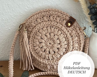 PDF German instructions for a crocheted boho bag | Bag | Shoulder bag | Handbag | Design by Wolle und Liebe