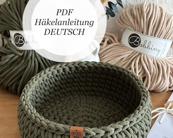 PDF German instructions for a crocheted basket | bread basket | utensil | design by Wolle und Liebe