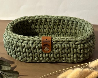 Oval crochet basket with wooden base | Key basket | Pencil basket | Gift idea | Utensilo | Basket | Hallway | Entryway | Organizer | Basket