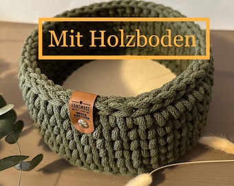 Modern bread basket with wooden base | Bread basket | Kitchen helper | Crochet basket | Gift idea | Storage basket | Utensilo | Basket baskets dining table