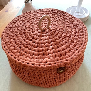 crochet basket with lid | Round | crocheted basket | gift idea | storage basket | cup | basket square | utensil | rectangular