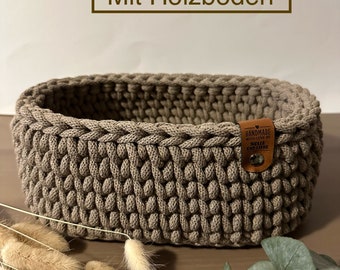 Oval crochet basket with wooden base in various sizes | Key basket | Gift idea | Utensilo | basket | hallway | Hall | basket