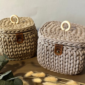Crochet basket with lid | square | crocheted basket | gift idea | storage basket | basket | square basket | utensil holder | rectangular