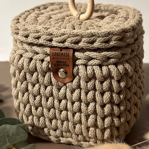 Crochet Basket With Lid Angular Crocheted Basket Gift Idea Storage Basket  Cup Basket Square Utensil Rectangular 