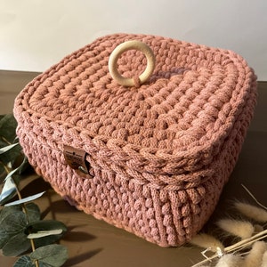 Crochet basket with lid | square | crocheted basket | Gift idea | Storage basket | basket | Basket square | Utensilo | rectangular
