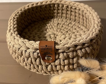 Round key basket | Crochet basket | Flat basket | Gift idea | Utensilo | Basket | Hallway | Entryway | Organization aid | Basket