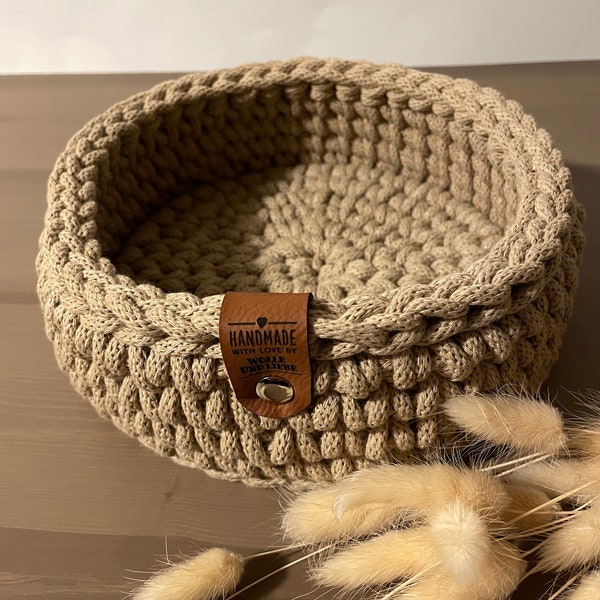 Round key basket | Crochet basket | Flat basket | Gift idea | Utensilo | Basket | Hallway | Entryway | Organization aid | Basket