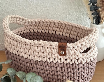 Oval crochet basket with wooden base and handles | Gift basket | Gift idea | Utensilo | Basket | Hallway | Bathroom | Entryway | Basket | Storage